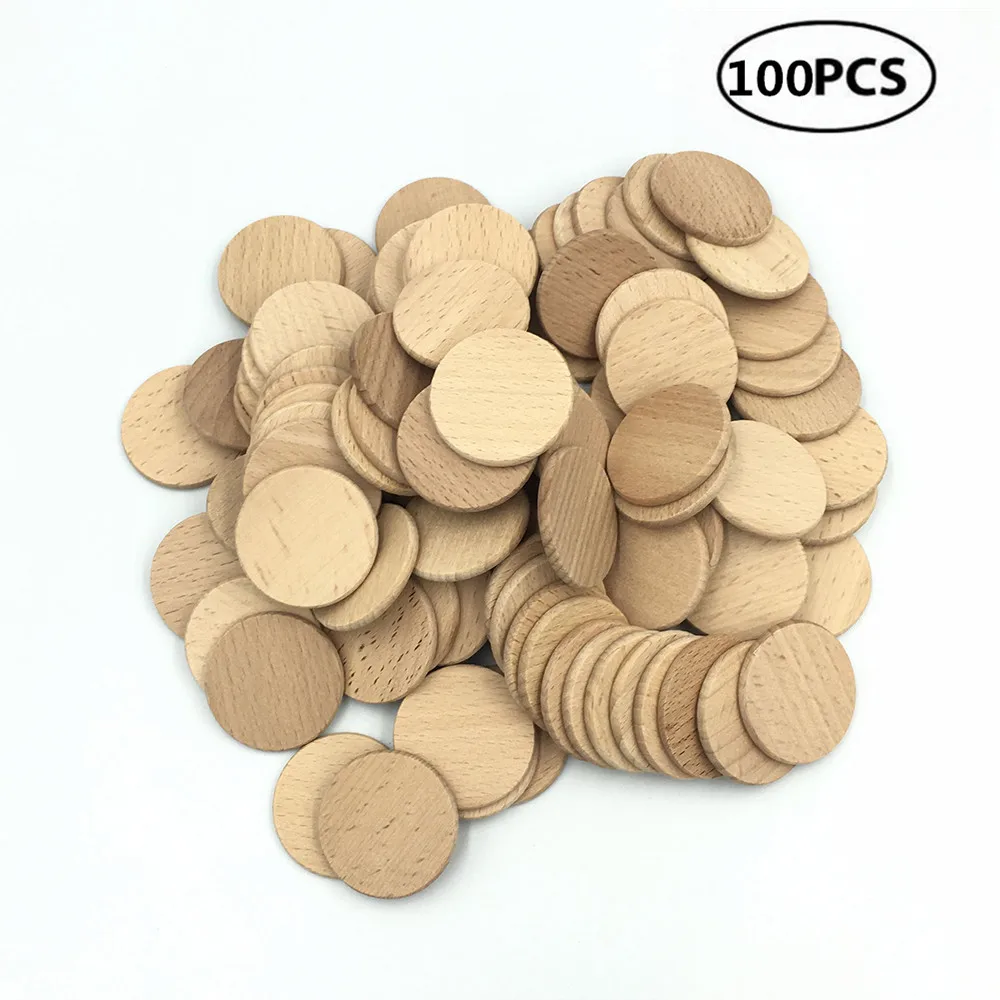 

100 Pack 38mm 1.5inch Round Shaped Unfinished Wood Cutout Circles Chips for Board Game Pieces, Arts & Crafts Projects, Ornaments