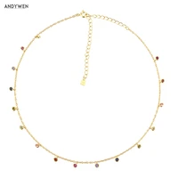 andywen 925 sterling silver gold rainbow zircon charm choker chain necklace rock punk party new beads pendant 2021 fine jewelry