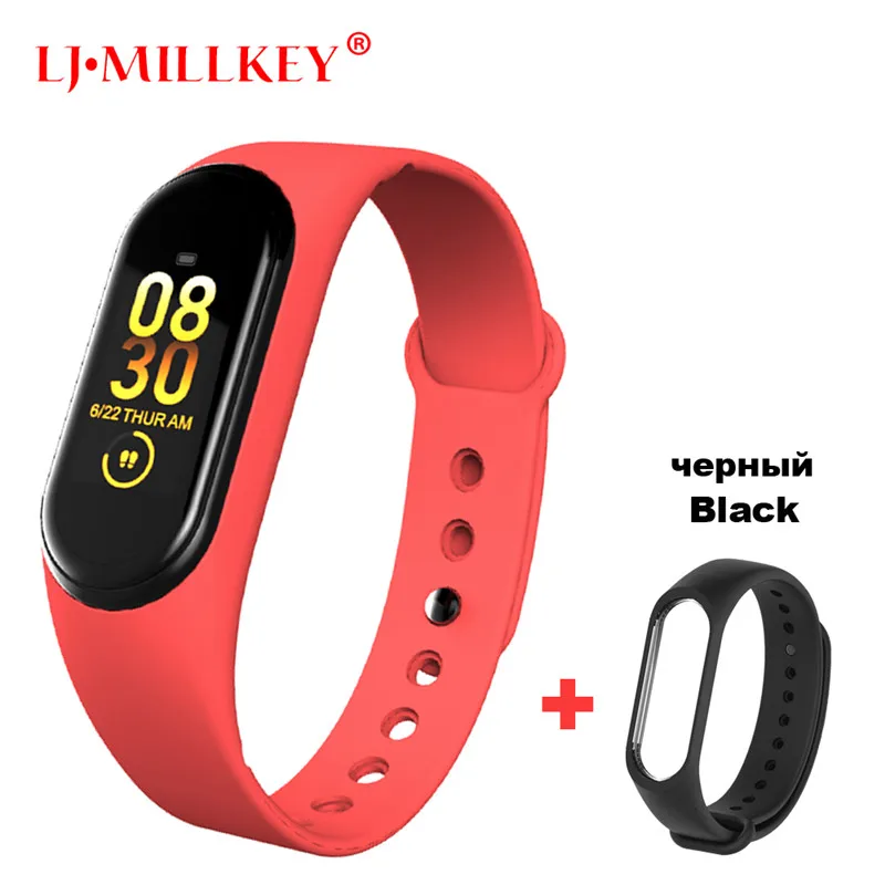 M4Red-Black Умный Браслет Интеллектуальный трекер активности M4 умный Браслет Смарт-браслет 4 пульсометр фитнес-трекер умные часы для мужчин и женщин - Цвет: M4Red-Black