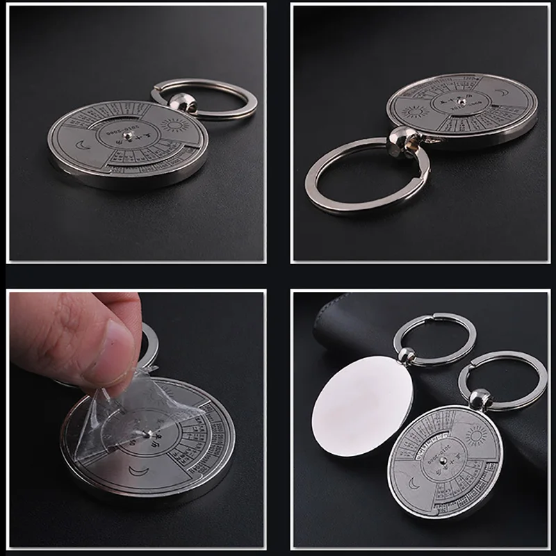 

Mini Perpetual Calendar Keychain Car Bag Pendant Key Ring 50 Years Schedule Astrology Creative Outdoor Key Chain Holder Gifts