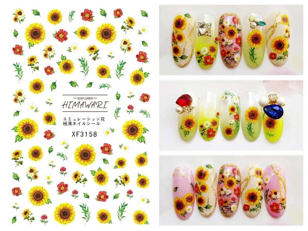 1 лист стикер для дизайна ногтей ультра тонкий японский стиль 3D украшение цветок