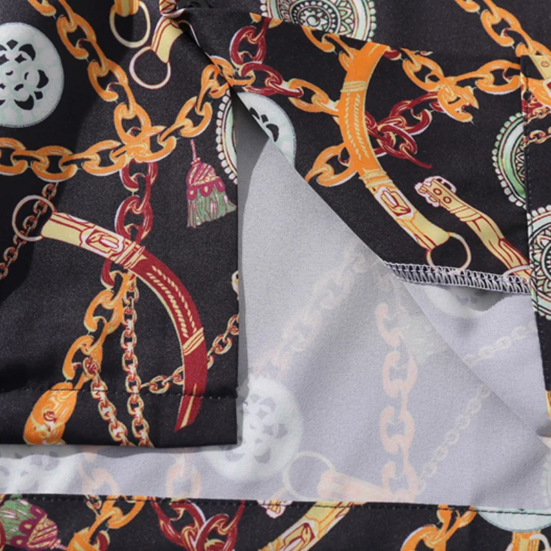 

Bonita Vida Belts Chain Print Beach Hawaiian Shirts Summer Hip Hop Casual Short Sleeve Shirts Streetwear Men Button Down Tops