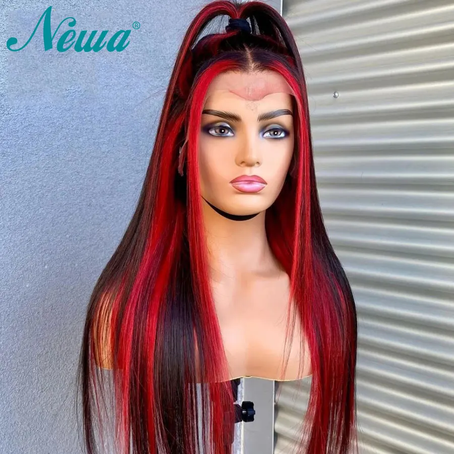 

Newa Hair Red Lace Front Human Hair Wigs Highlight Wig 13x6 Lace Frontal Wig Pre Plucked Straight 4x4 Closure Wigs For Women