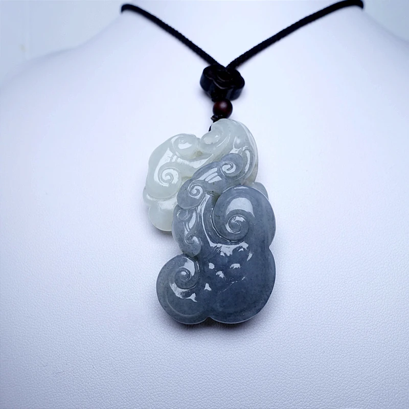 

Hetian Jade Pendant Necklace Male Natural Three-Color Ruyi Ganoderma Lucidum Seed Material Handcarved Unique Women Charm Jewelry