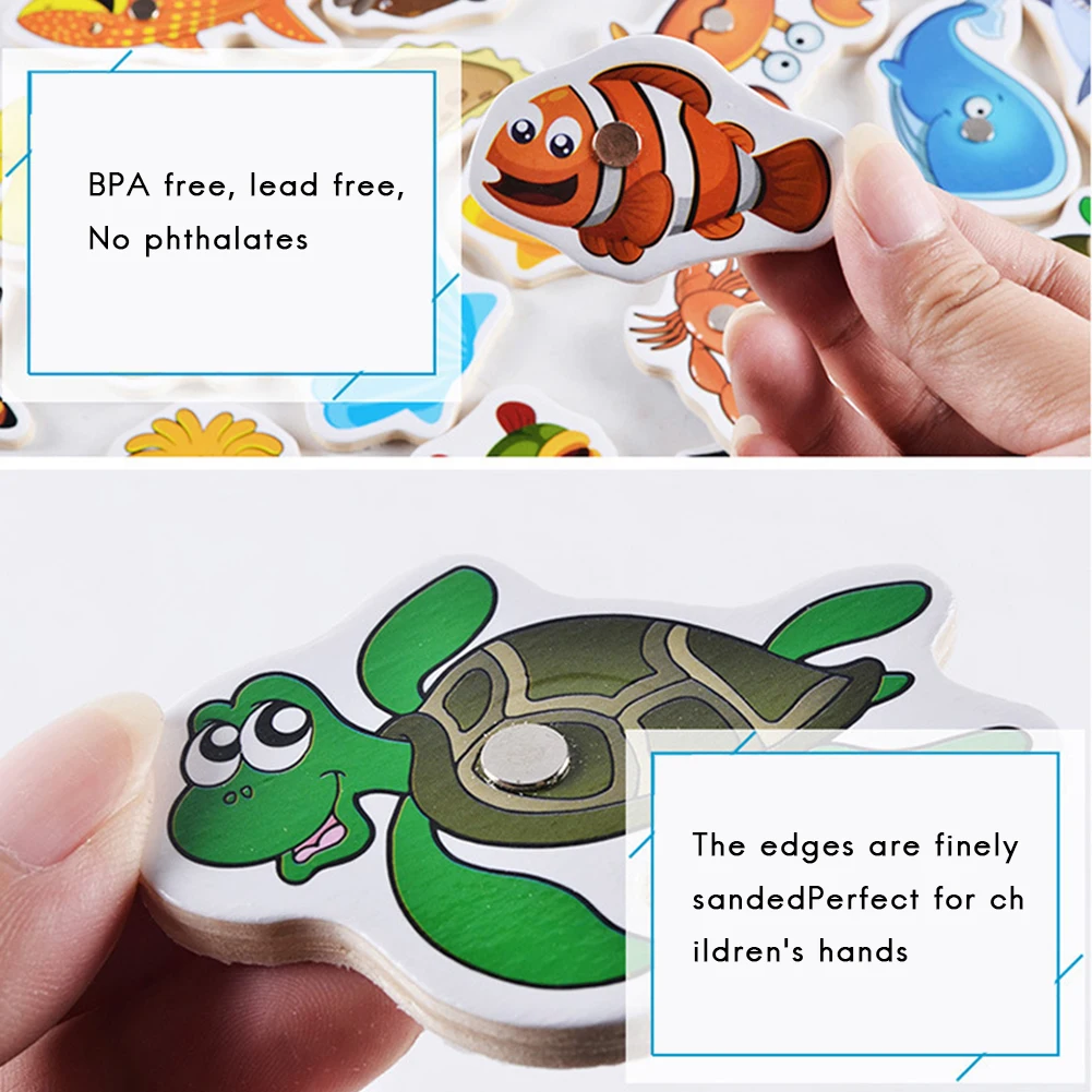 Детские деревянные магнитные рыболовные игрушки Раннее развитие и образование