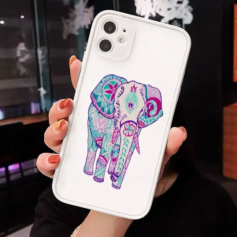 

Mandala color flower Elephant Phone Case Matte Transparent for iPhone 7 8 11 12 s mini pro X XS XR MAX Plus cover funda