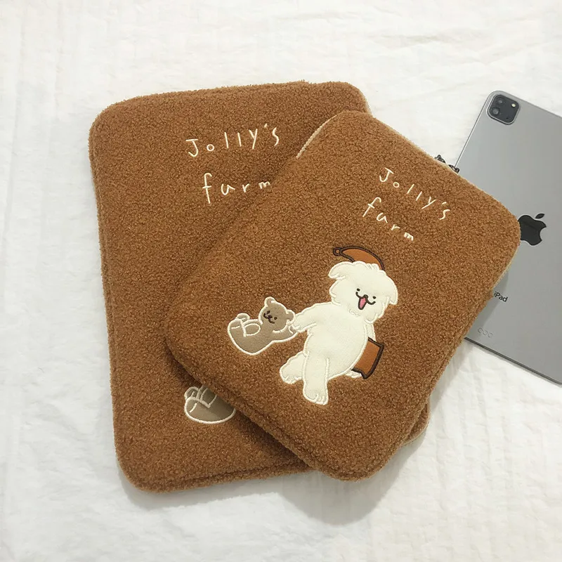 

Kawaii Plush Tablet Case IPad 11 13inch Soft Laptop Sleeve Bag Korean Ins Dog Liner Bag Travel Business Laptop IPad Bags WY271