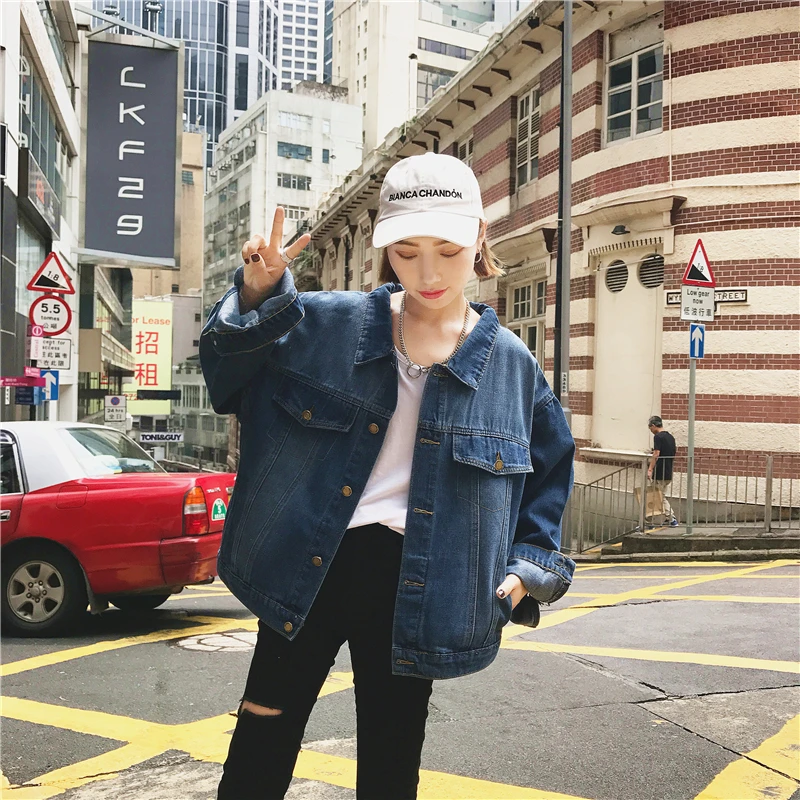 Женский джинсовый жакет Женская Потертая джинсовая куртка Короткая свободная