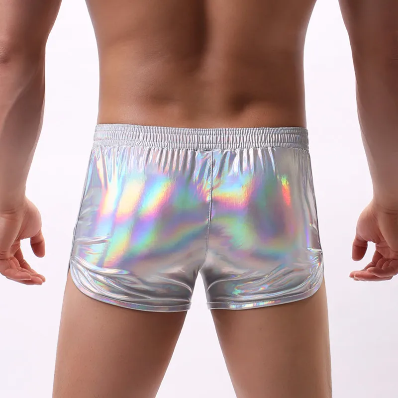 Boxers Underwear Nylon Sexy Men PU Faux Leather Underwear Boxers Shorts Sheathy Cool Male Gay Underwear Boxers Trunks