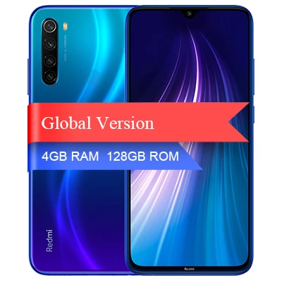 128G Global Blue Xiaomi Redmi Note 8 с глобальной версией, 32 ГБ, 64 ГБ, 128 ГБ, смартфон, 48мп, четырехъярусная камера, 4000 мАч, аккумулятор Snapdragon 665, FHD, экран для глаз - Цвет: 128G Global Blue