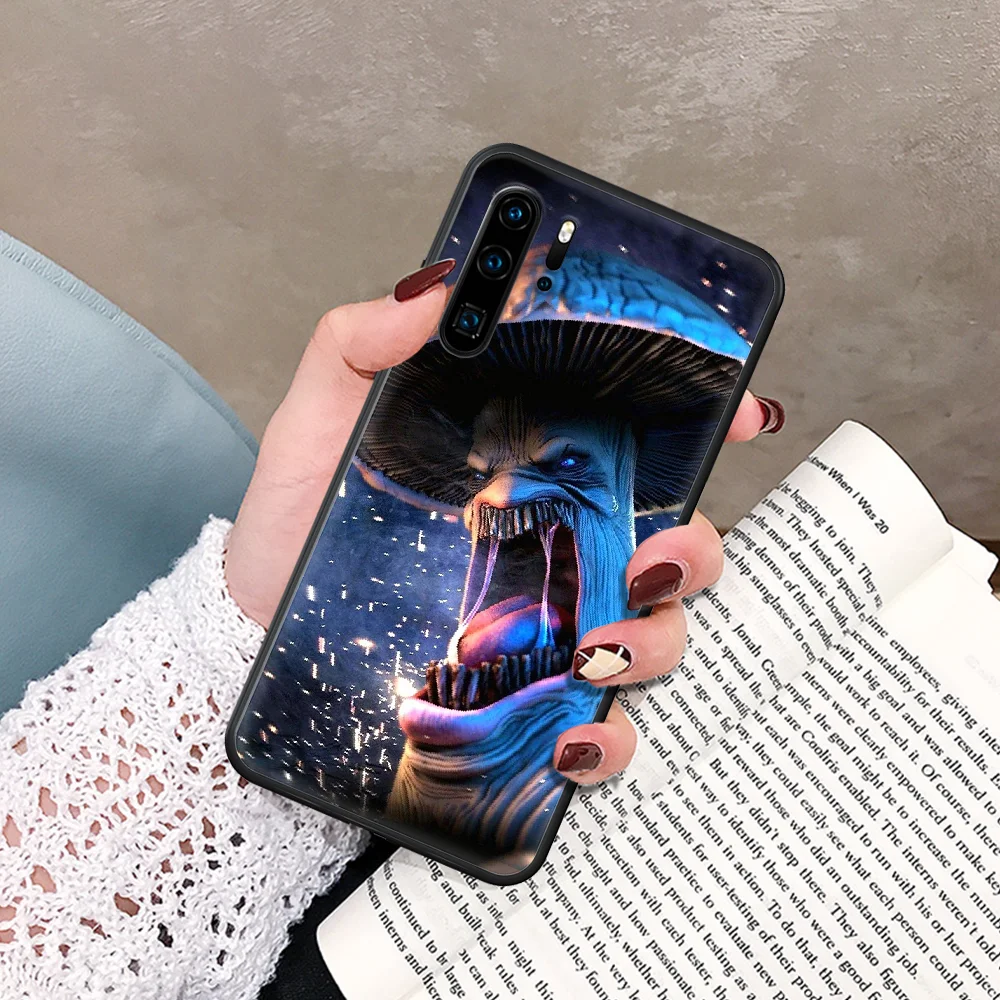 

Weird Trippy Mushroom Psychedelic Art Phone Case For Huawei P Mate Smart 10 20 30 40 Lite Z 2019 Pro black Prime Soft Hoesjes