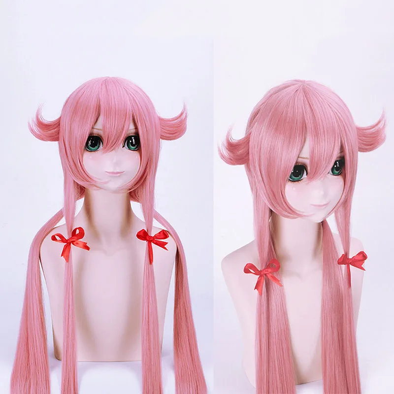 Аниме Косплей в стиле манги Future Diary Custome Yuno Gasai 100 см Длинные розовые прямые парики