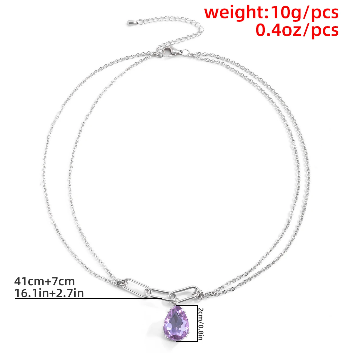 

Hip Hop Punk Stainless Steel Silver Color Long Chain Necklace Women High Quality Purple Blue Rhinestone Pendant Necklace Jewelry