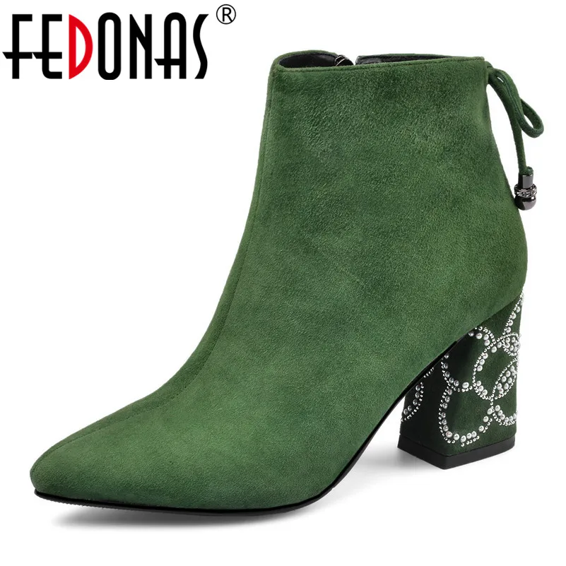 FEDONAS Pearl Embroider Women Ankle Boots High Heeled Prom Elegant Ladies Shoes Woman Warm Autumn and Winter Short Chelsea Boots