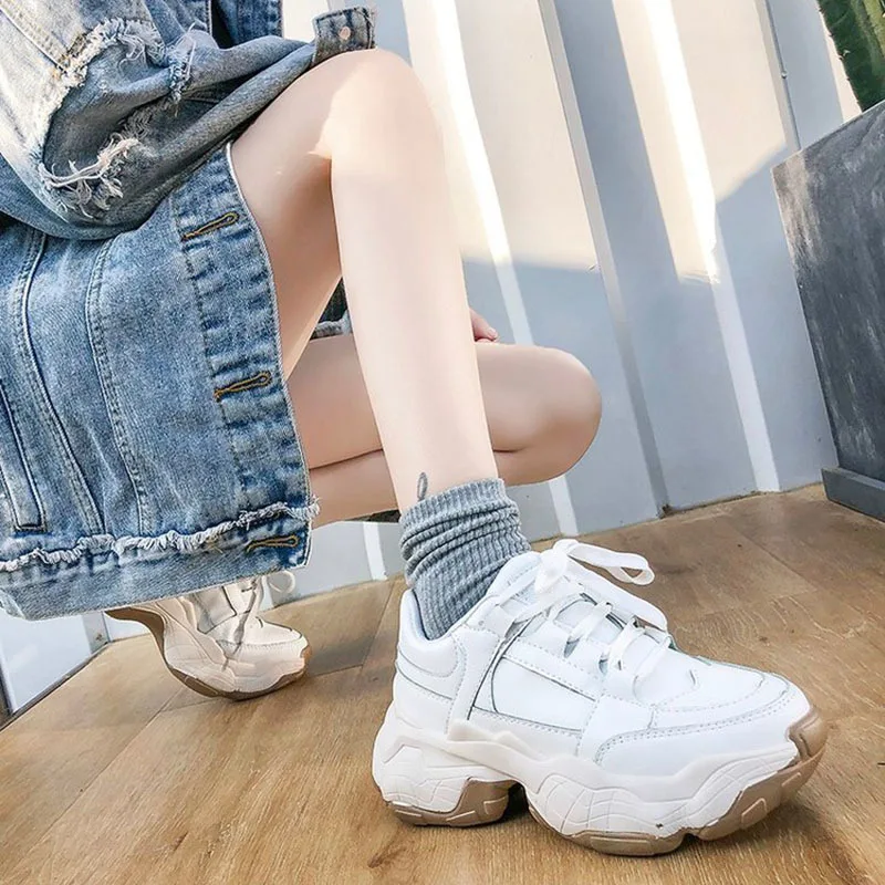 

Ladies Hiking Shoe White Arched Platform Trendy Casual Shoes Women's Outdoor Lightweight Non-slip Wear-resistant Running Shoes