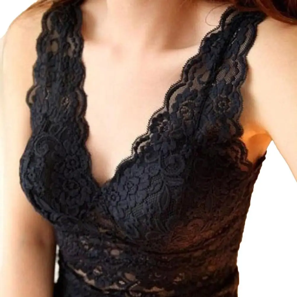 

Жилет, топы, женский сексуальный однотонный, с глубоким V-образным вырезом, кружевной, прозрачный, с подкладкой, тонкий, майка, топы для женщи...