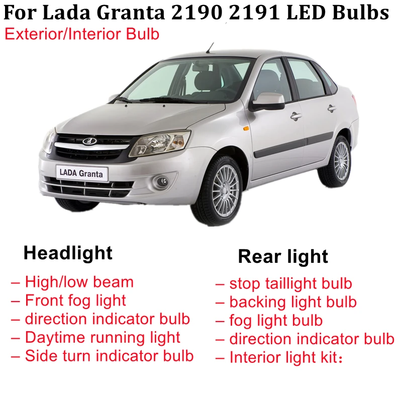 

Автомобильные светодиодный ные лампы для Lada Granta 2190 2191 2011-2017, цельные светодиодный ные лампы для поворосветильник, фары дальнего и ближнего с...