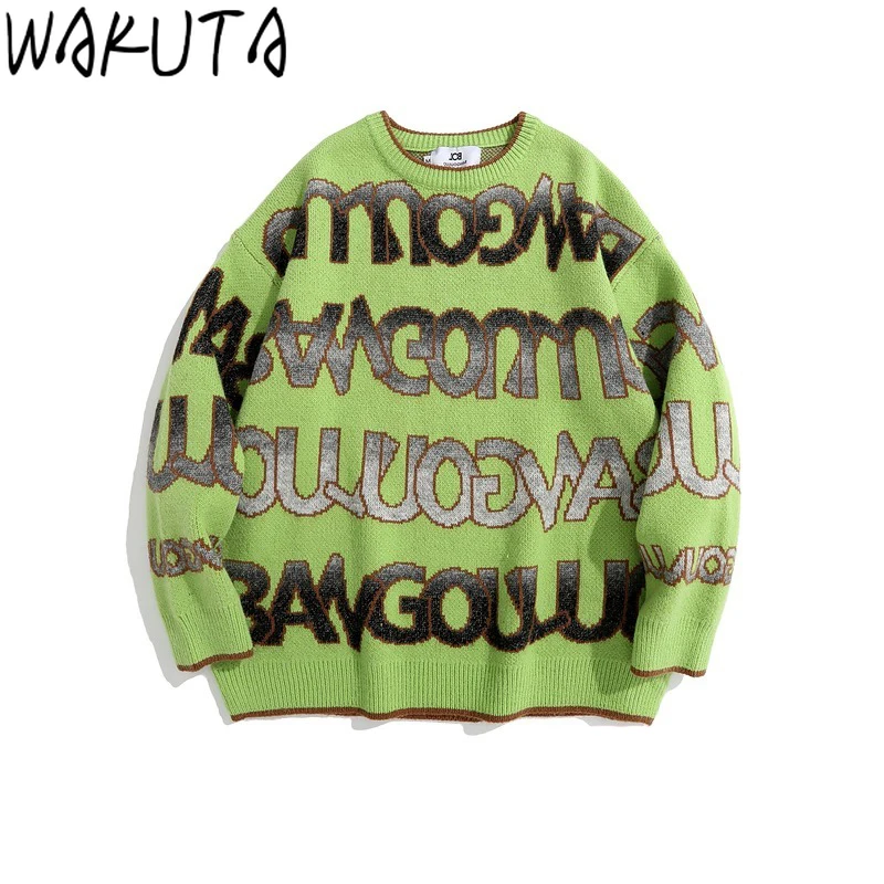 Свитер WAKUTA в стиле Харадзюку уличная одежда модные пуловеры хип-хоп с буквенным