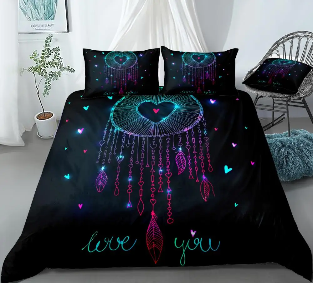 

Feather Duvet Cover Set for Girls Boys Boho Bohemian Ethnic Tribal Bedding Set Soft Microfiber Bed Cover Hippie Comforter Cover