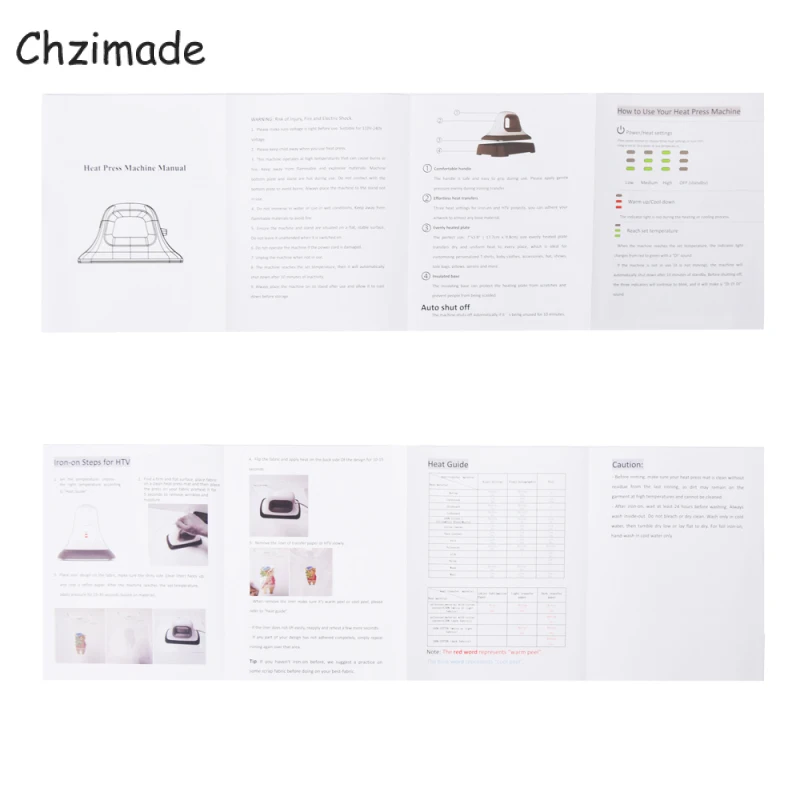 Портативный Легкий термопресс Chzimade для футболок обуви сумок | Дом и сад