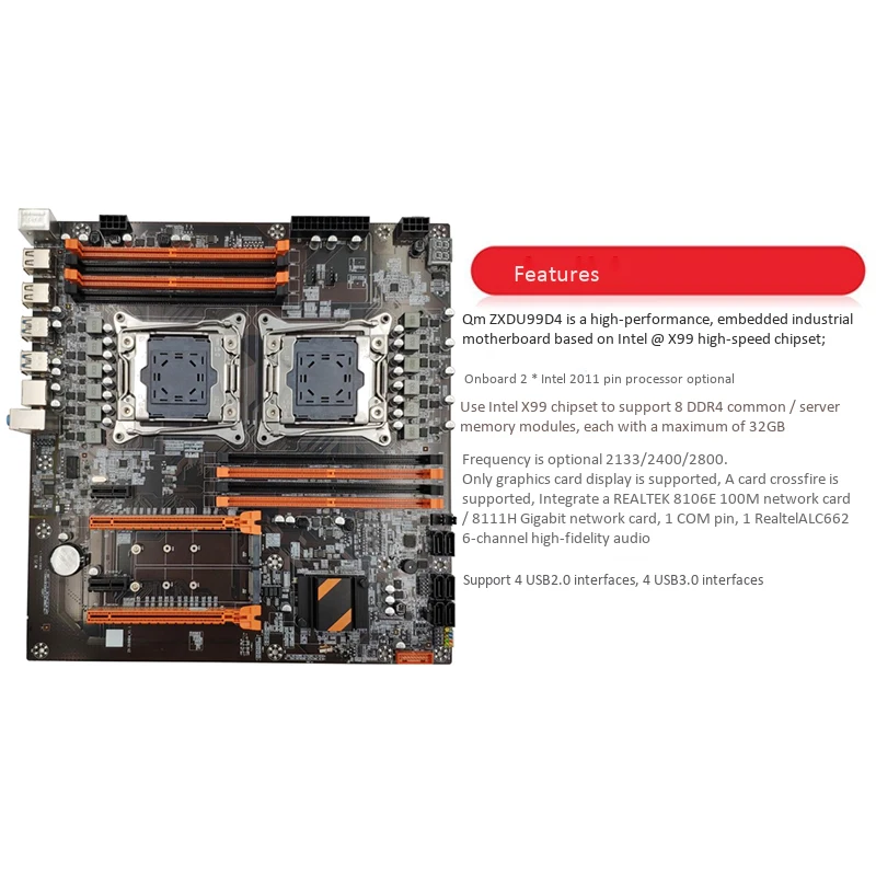 Новая X99 двойная компьютерная материнская плата LGA2011 CPU RECC DDR4 Memory Eating Chicken игровая