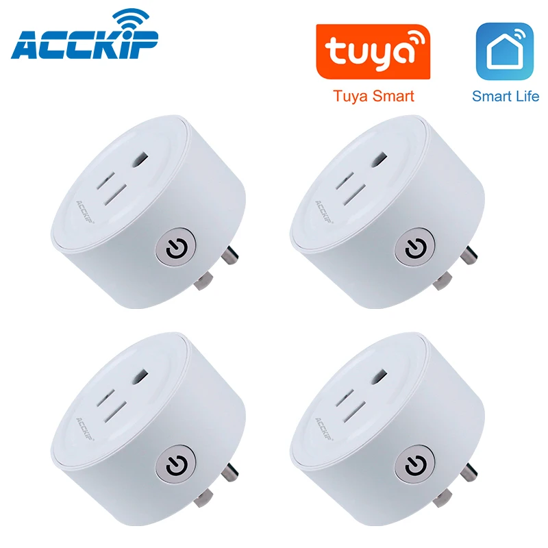 ACCKIP 4 шт умная вилка WiFi розетка штепсельная США переключатель для Alexa Google Home Tuya
