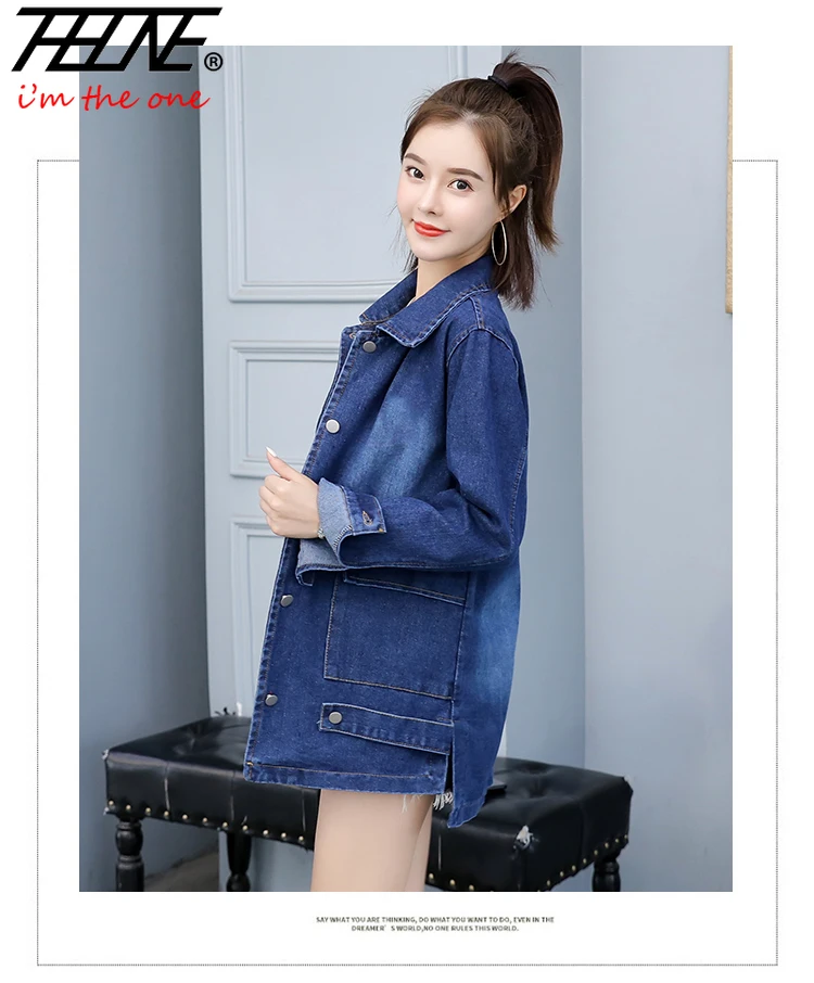 

THHONE/Осенняя джинсовая куртка, женская джинсовая куртка, свободная, BF, корейский стиль, джинсовая куртка, топы, Chaqueta Mujer Veste Femme размера плюс