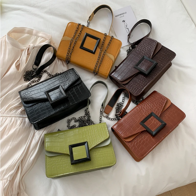 

Stone Pattern PU Leather Crossbody Bags for Women New 2021 Small Simple Shoulder Bag Female Luxury Chain Hand Bag and Purses