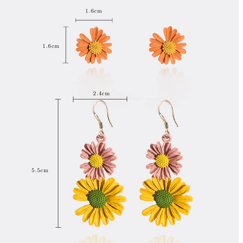 Женские серьги-гвоздики в Корейском стиле милые летние цветочные украшения с