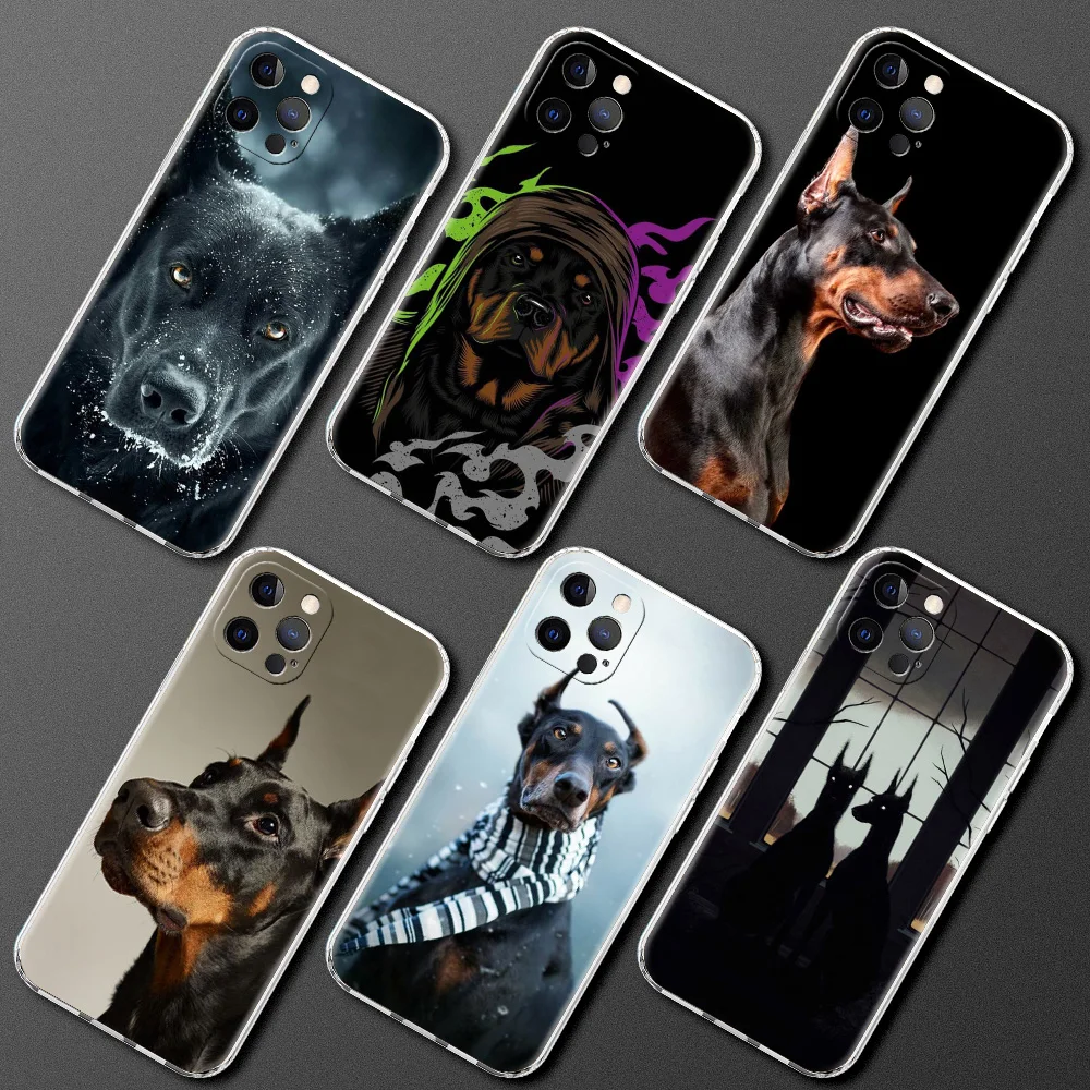 

Doberman Dog Soft Transparent Phone Case Cover for iPhone 13 12 11 Pro Max X XR 8 7 Plus SE 2020 XS Max Luxury Shell Cqoue TPU