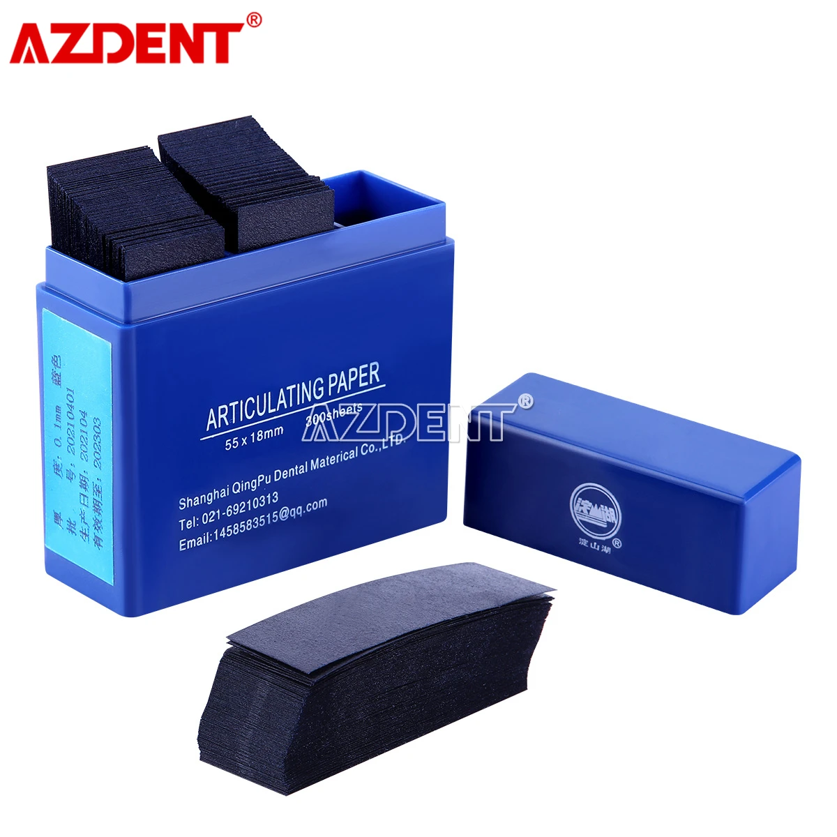 Полоски AZDENT Dental 55*18 мм синие шарнирные бумажные для стоматологии отбеливание