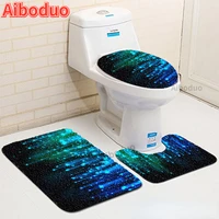 blue starry sky toilet set modern toilet seat 3 piece bathroom accessories carpet non slip absorbent carpet bathroom door mats