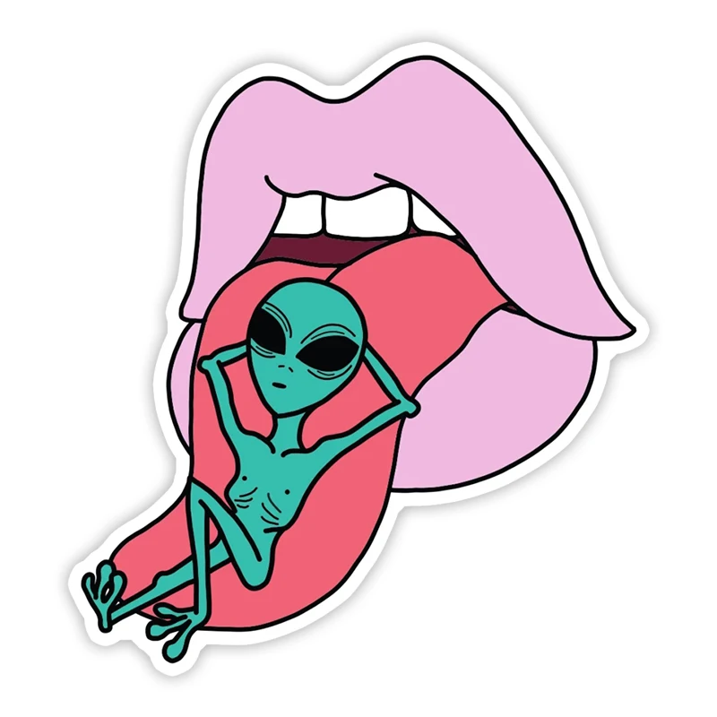 

W-0549 Personality Car Stickers Alien on The Tip of The Tongue Modeling Decorative PVC Fashion Auto Laptop Waterproof Decals