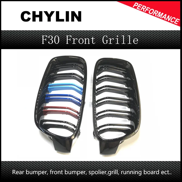 Автомобильный стиль одна пара передние глянцевые черные M color решетки для BMW F30 F35