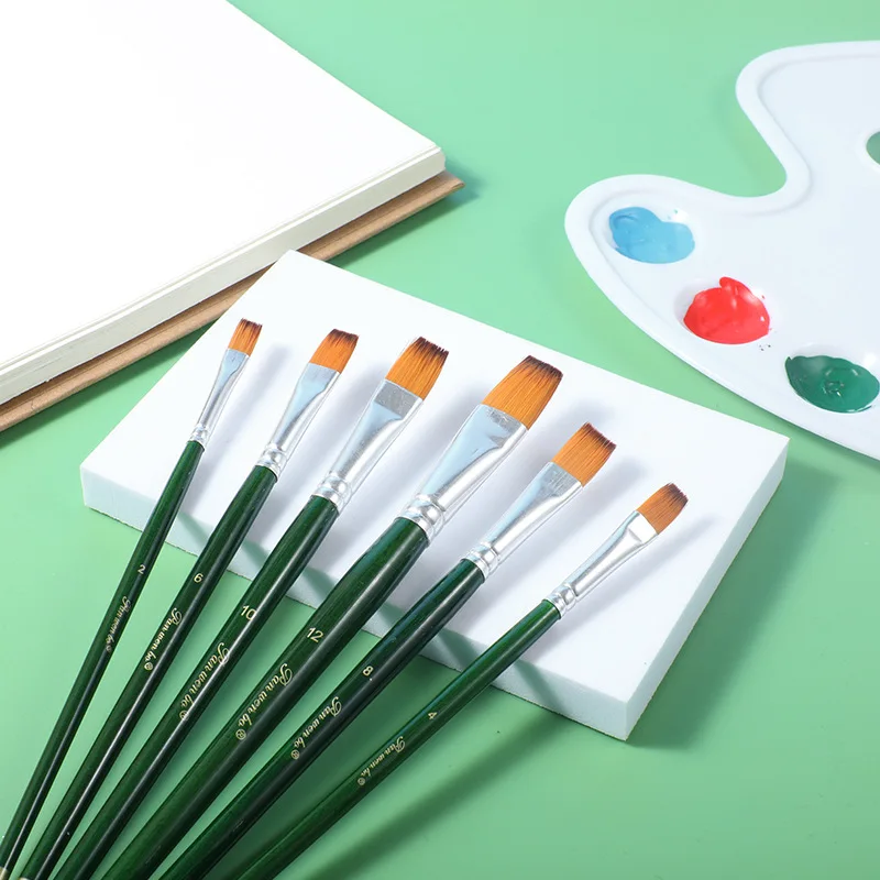 6 шт. высококачественные нейлоновые волосы дерево зеленая ручка искусственная