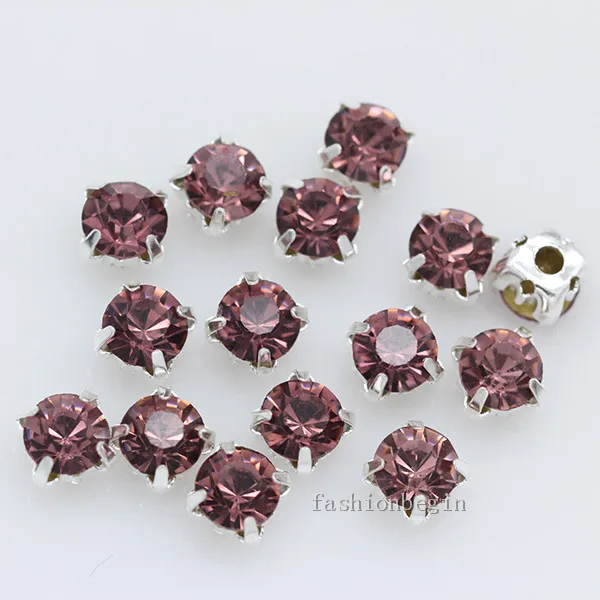 lt amethyst 100p 4 мм Цветные пришитые Хрустальные стеклянные стразы бриллиантовые драгоценности серебряная чашка коготь Монти 4-отверстия камень для пришивания пуговиц Ремесло одежды - Цвет: lt amethyst