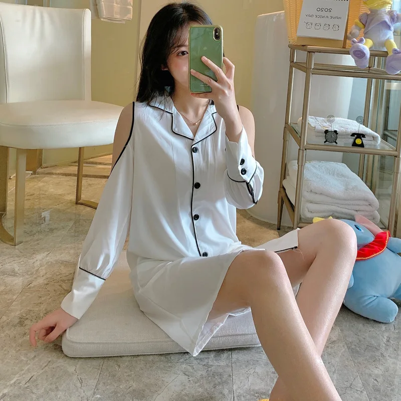 

White Sexy Strapless Summer Nightgown Women Daily Rayon Nightdress Lingerie Sleepwear M-XXL Summer New Nightshirt Sleepshirt