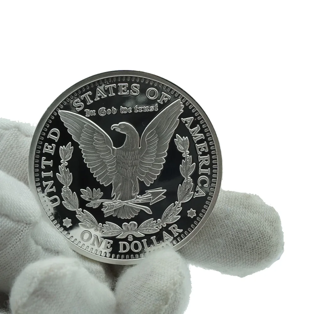 

5Pcs Non magnetic 1896 USA Morgan Dollar American Eagle Coin Collection Home Decoration Commemorative Coins Gift Crafts