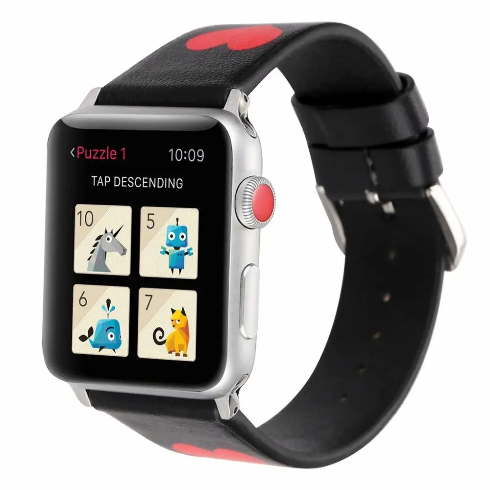 Кожаный ремешок с сердечком для часов Apple watch 4 5 44 40 мм мужские/женские часы