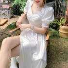 Женское шифоновое платье Luck A, белое элегантное платье для выпускного вечера с рукавами-фонариками и оборками, на лето