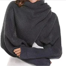 Bufanda tipo Poncho para mujer, chal tejido de manga larga, a la moda, invierno, 2021