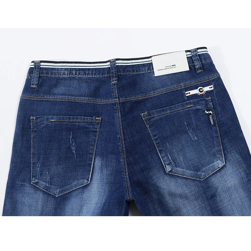 Мужские джинсы KSTUN брендовые Стрейчевые тонкие Синие рваные в стиле хип хоп для