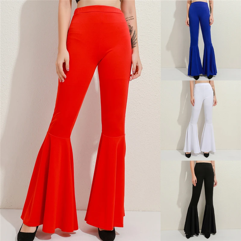 

Ladies Elegant Solid Color High Waist Wide Leg Pants Woman Bell Bottoms Flare Trousers For Female Women Wide Leg Trousers