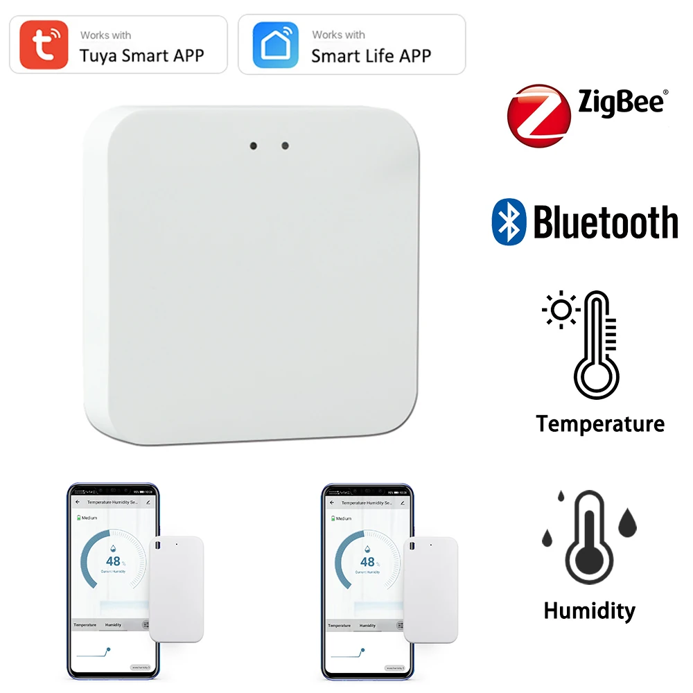 Tuya BLE Temperature Humididty Sensor Detector Alexa Thermometer Hygrometer Work with Multi Mode Gateway for Local Remote View