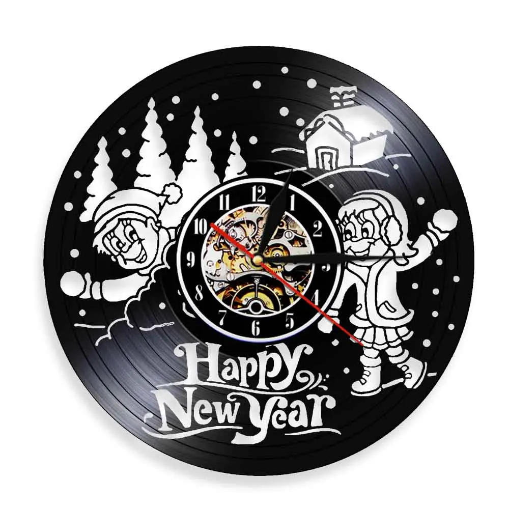 Виниловые 3d-часы с поздравлением на новый год настенные часы современным