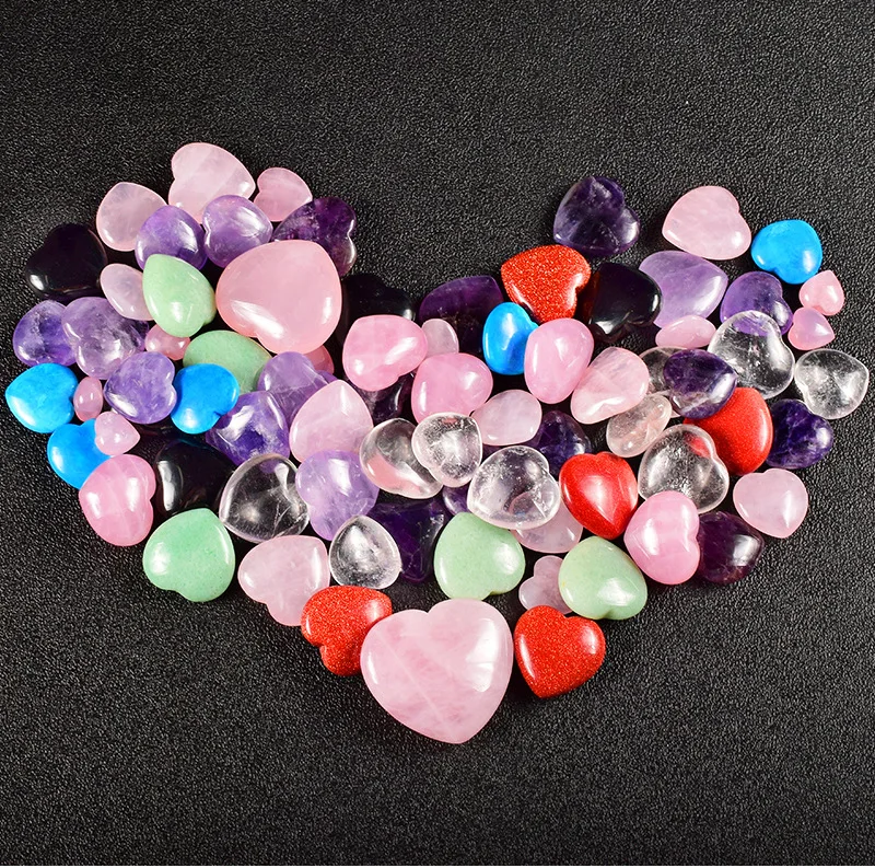 

Hot Sale Without Hole 8pcs/lot 25mm Pink Lovely Natural Crystal Little Hearts Wedding accessories Charm Beads Necklace Pendant