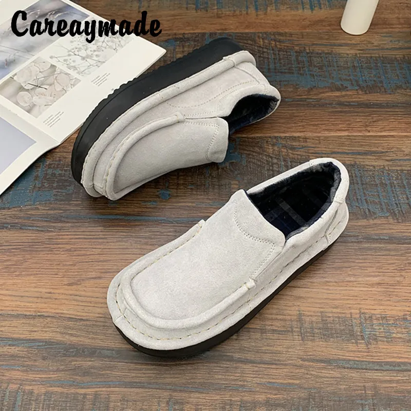 Careaymade-Genuine leather series muffin heel low top shoes spring comfortable thick sole sole leather women's shoes, 3 Colors