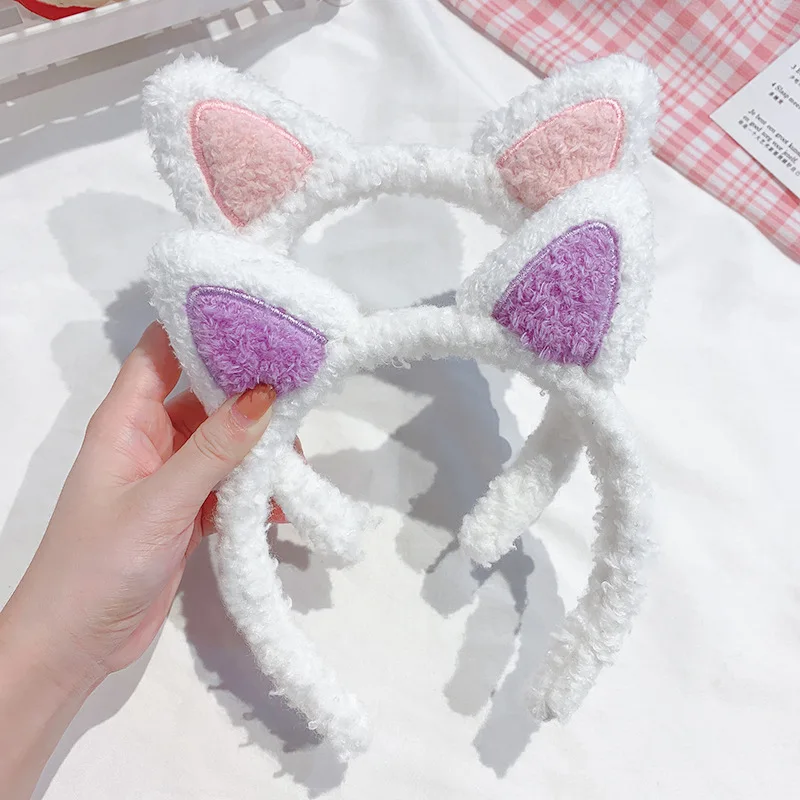 

Hair band female wash face cat ears headband net red simple cute girl heart wide-brimmed plush hair band hairpin head jewelry