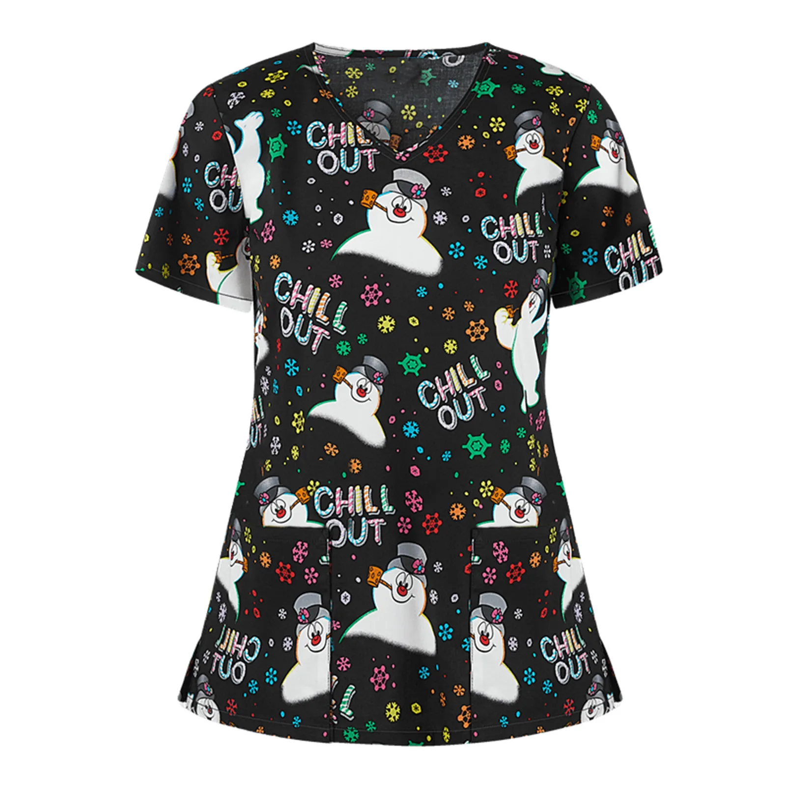 Женская футболка с коротким рукавом и V-образным вырезом карманами | Тематическая