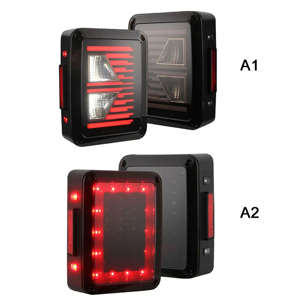 

2Pcs 4D Smoke Lens LED Tail Lights for 2007-2017 Jeep Wrangler JK LED Rear Taillights Brake Turn Signal ReverseLamps Auto Parts